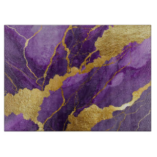Purple Marble Pattern with Gold Cutting Board