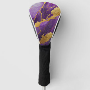 Purple Marble Pattern with Gold Golf Head Cover