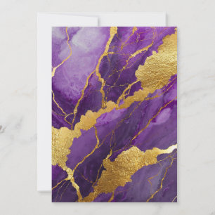 Purple Marble Pattern with Gold Invitation