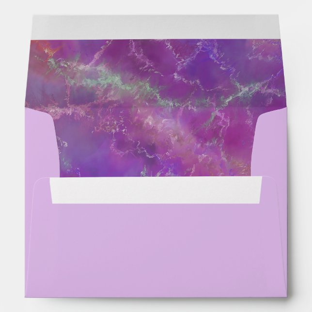 Purple Marble Pattern With Monogram  Envelope (Back (Bottom))