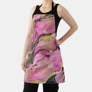 Purple Marble Pink Black Gold Apron