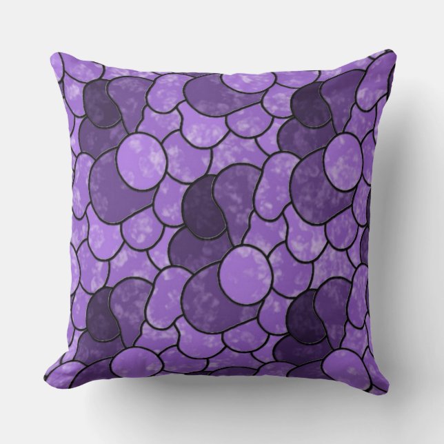 Purple Marble Stones Abstract Pattern Throw Pillow (Front)