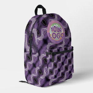 Purple Marble Trippy Kaleidoscope Custom Logo Printed Backpack