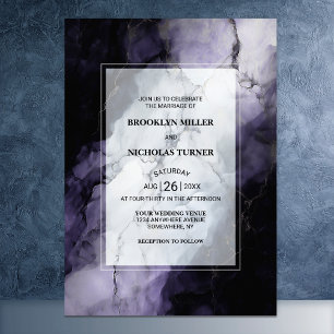 Purple Marble Wedding Invitation