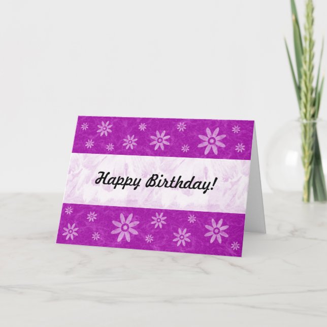 Purple Marble - With Flowers Card (Front)