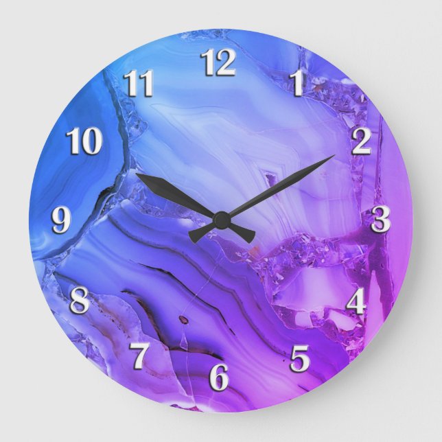 Purple Marble with White Numbers Large Clock (Front)
