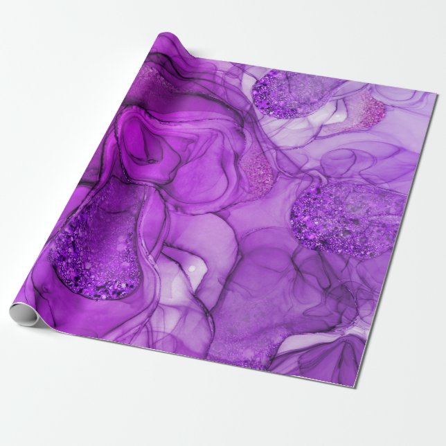 Purple marbling sensations wrapping paper (Unrolled)
