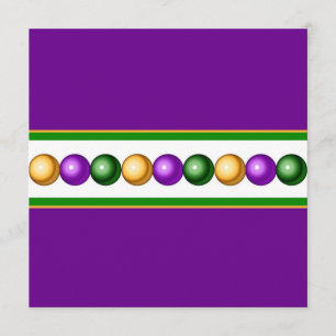 Purple Mardi Gras Beads Invitation