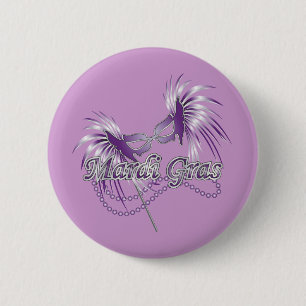 Purple Mardi Gras Mask 6 Cm Round Badge