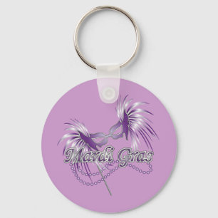 Purple Mardi Gras Mask Key Ring