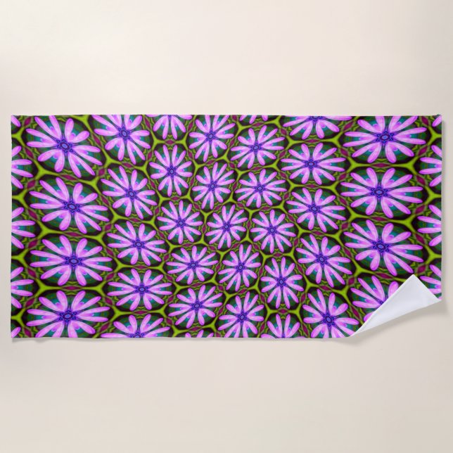 Purple Marguerite Patterns Beach Towel (Front)
