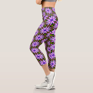Purple Marguerite Patterns Capri Leggings