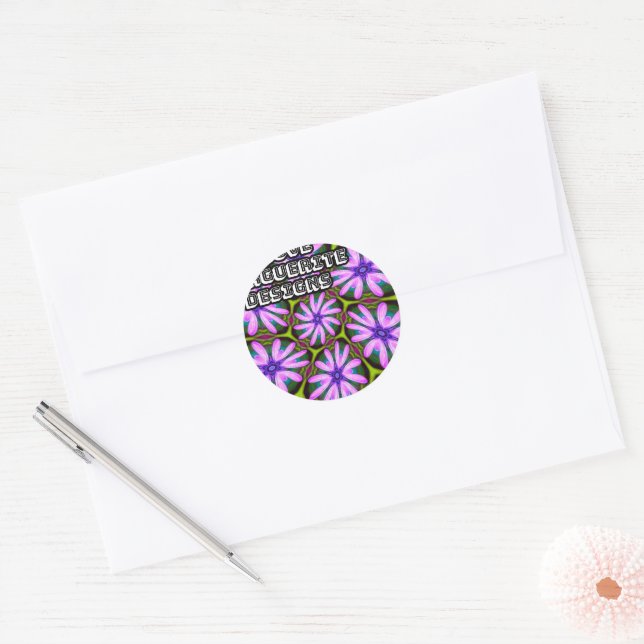 Purple Marguerite Patterns Classic Round Sticker (Envelope)