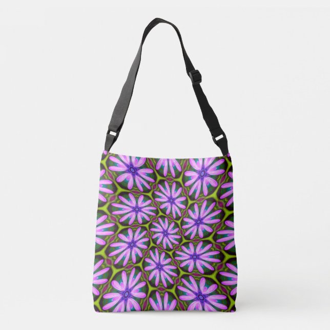 Purple Marguerite Patterns Crossbody Bag (Back)