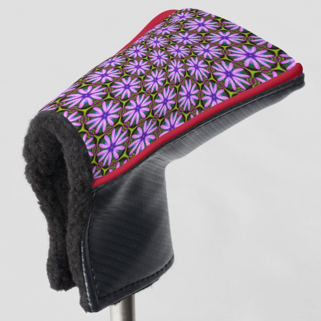 Purple Marguerite Patterns Golf Head Cover (3/4 Front)