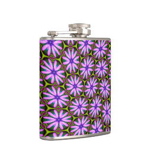 Purple Marguerite Patterns Hip Flask