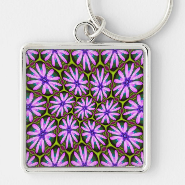 Purple Marguerite Patterns Key Ring (Front)