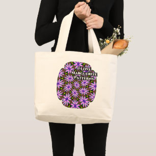 Purple Marguerite Patterns Large Tote Bag