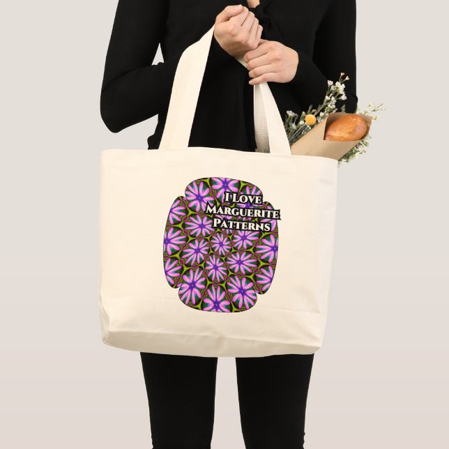 Purple Marguerite Patterns Large Tote Bag (Front (Product))