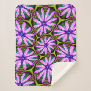 Purple Marguerite Patterns Sherpa Blanket