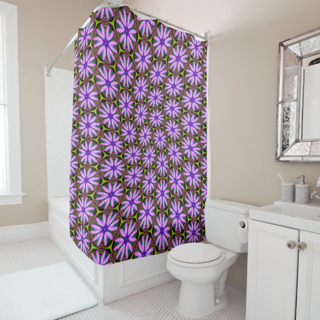 Purple Marguerite Patterns Shower Curtain (In Situ)
