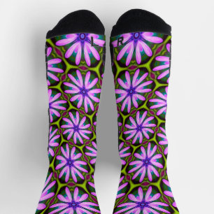 Purple Marguerite Patterns Socks