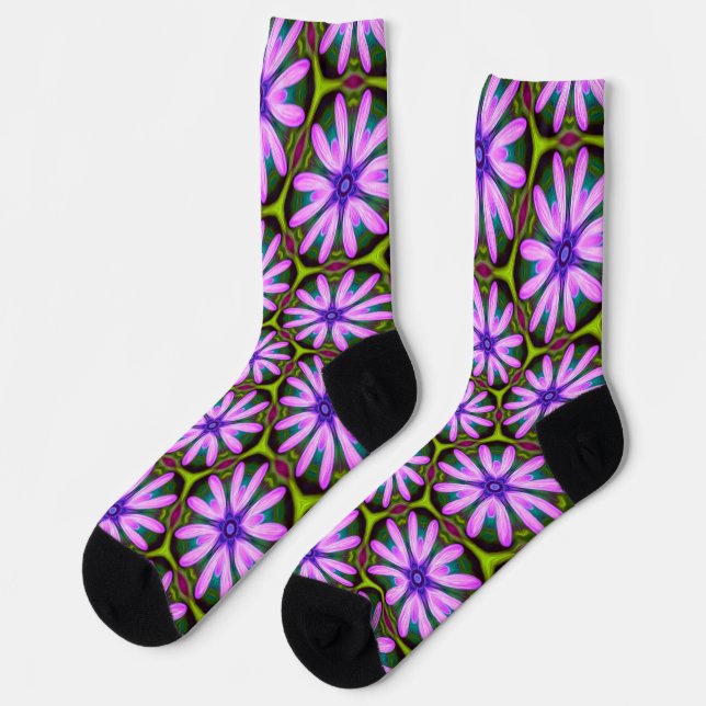 Purple Marguerite Patterns Socks (Left)