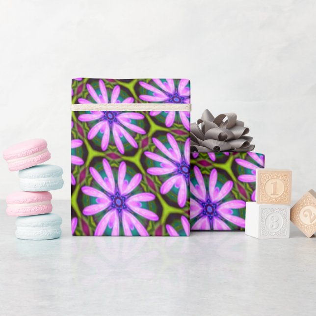 Purple Marguerite Patterns Wrapping Paper (Baby Shower)