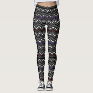 Purple/Maroon Zig Zag with Black Striping...Arachn Leggings