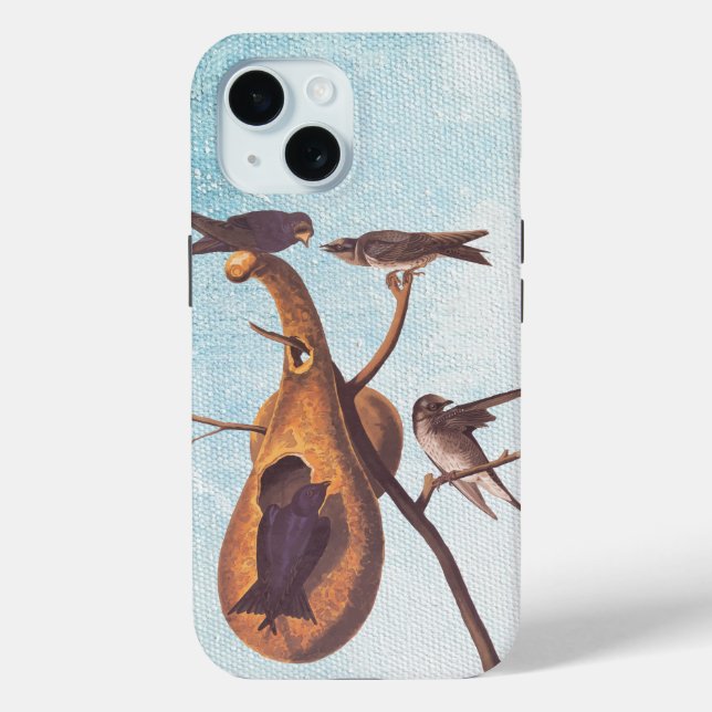 Purple Martin Audubon Bird Family and Gourd Home Case-Mate iPhone Case (Back)