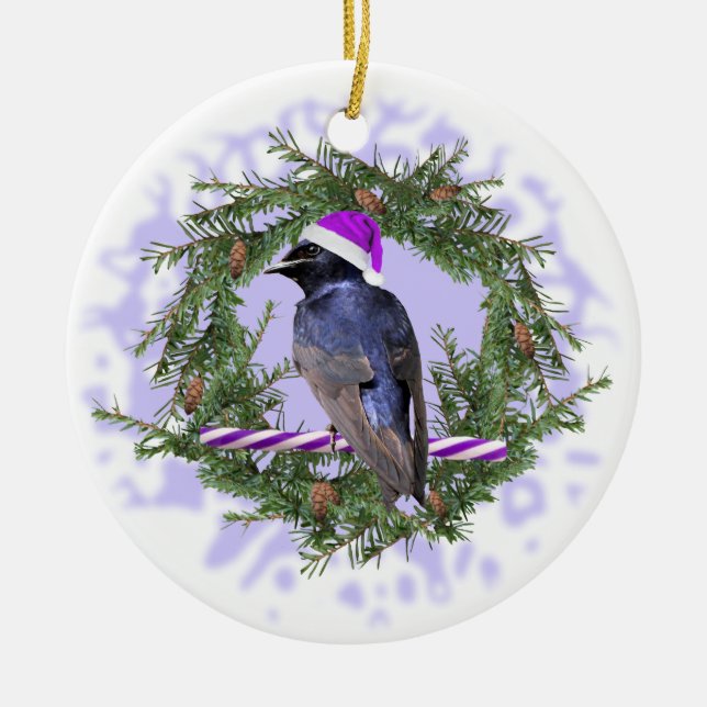 Purple Martin Holiday Ceramic Tree Decoration (Front)