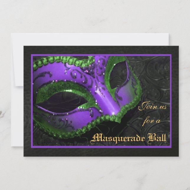 Purple Mask Masquerade Ball Halloween Invitation (Front)