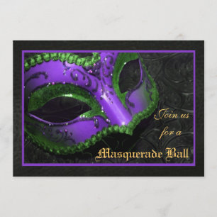Purple Mask Masquerade Ball Halloween Invitation