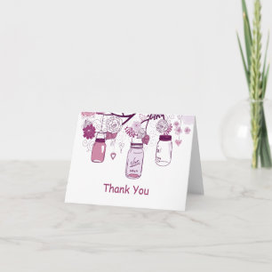 Purple Mason Jars and Love Birds Postage Thank You Card