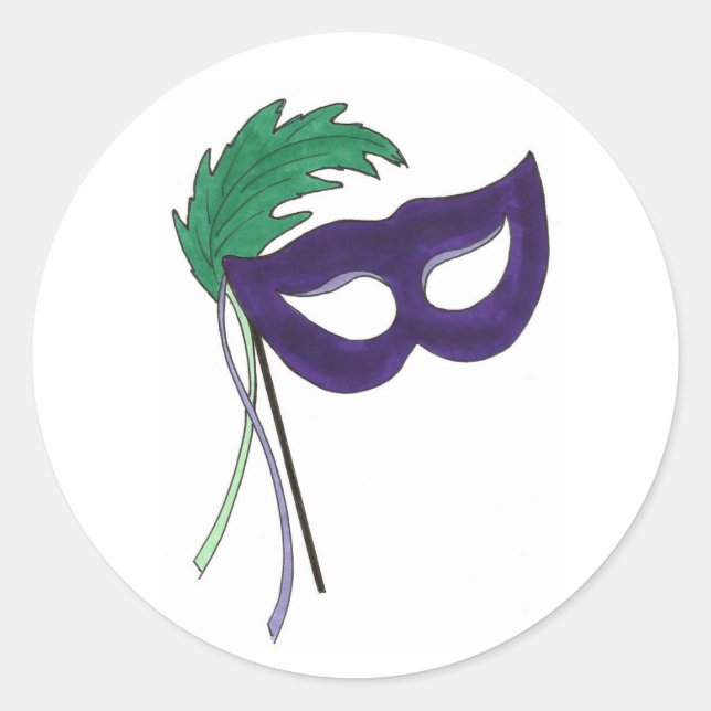 Purple Masquerade Ball Mask Masque Drama Theatre Classic Round Sticker (Front)
