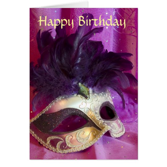 Purple Masquerade Mask Birthday Card