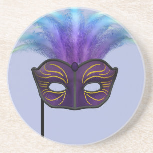 Purple Masquerade Mask Carnival Party Art Coaster