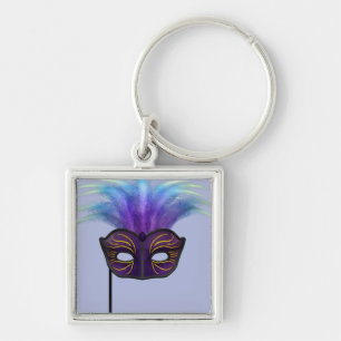 Purple Masquerade Mask Carnival Party Art Key Ring