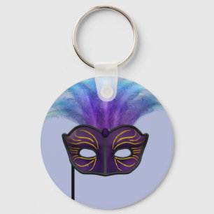 Purple Masquerade Mask Carnival Party Art Key Ring