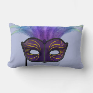 Purple Masquerade Mask Carnival Party Art Lumbar Cushion