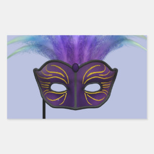 Purple Masquerade Mask Carnival Party Art Rectangular Sticker
