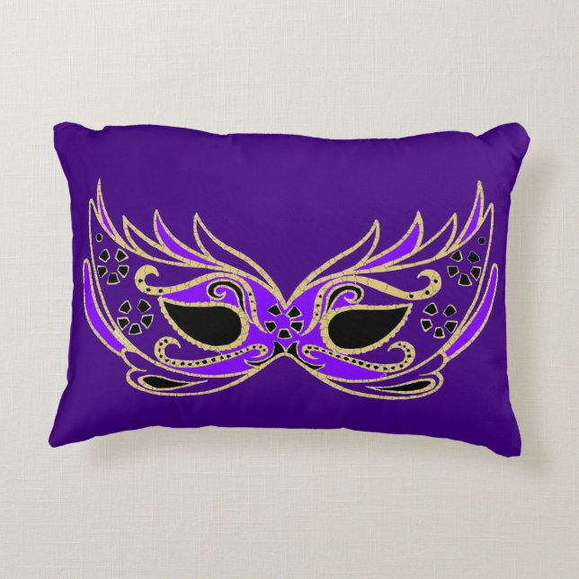 Purple Masquerade Mask Decorative Cushion (Back)