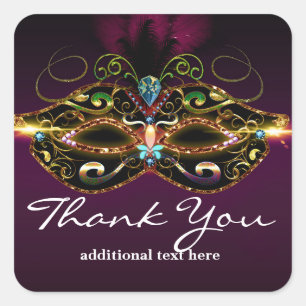 Purple Masquerade Mask Elegant Party Favour Sticke Square Sticker