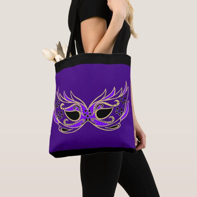 Purple Masquerade Mask Tote Bag (Close Up)