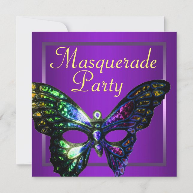 Purple Masquerade Party Invitation (Front)