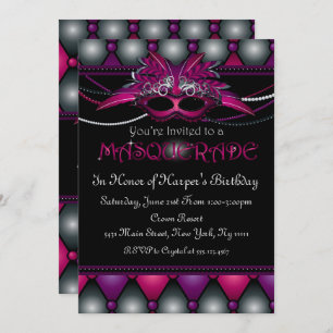 Purple Masquerade Party Invitations