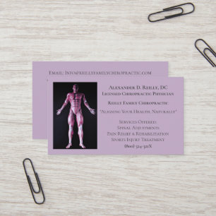 Purple Massage Therapy Chiropractic Doctor Business Card