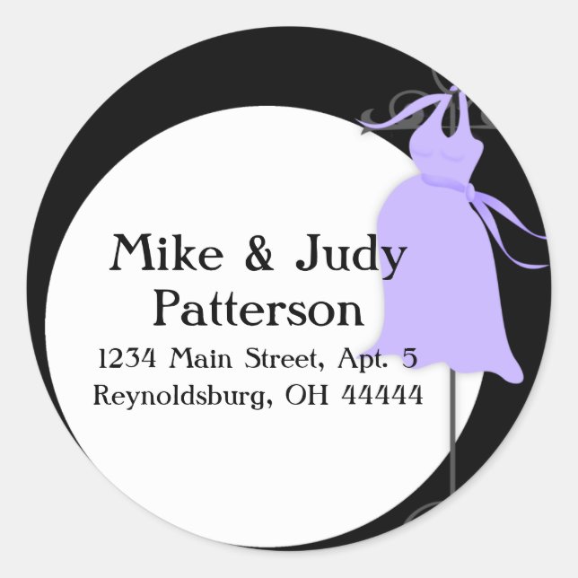 Purple Maternity Dress Round Return Address Label (Front)