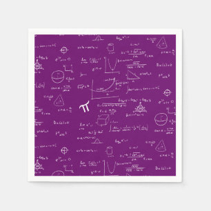 Purple Math Equations Graphics Graduation Napkin