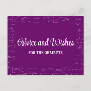 Purple Math Graduation Party Advice for Graduate Enclosure Card